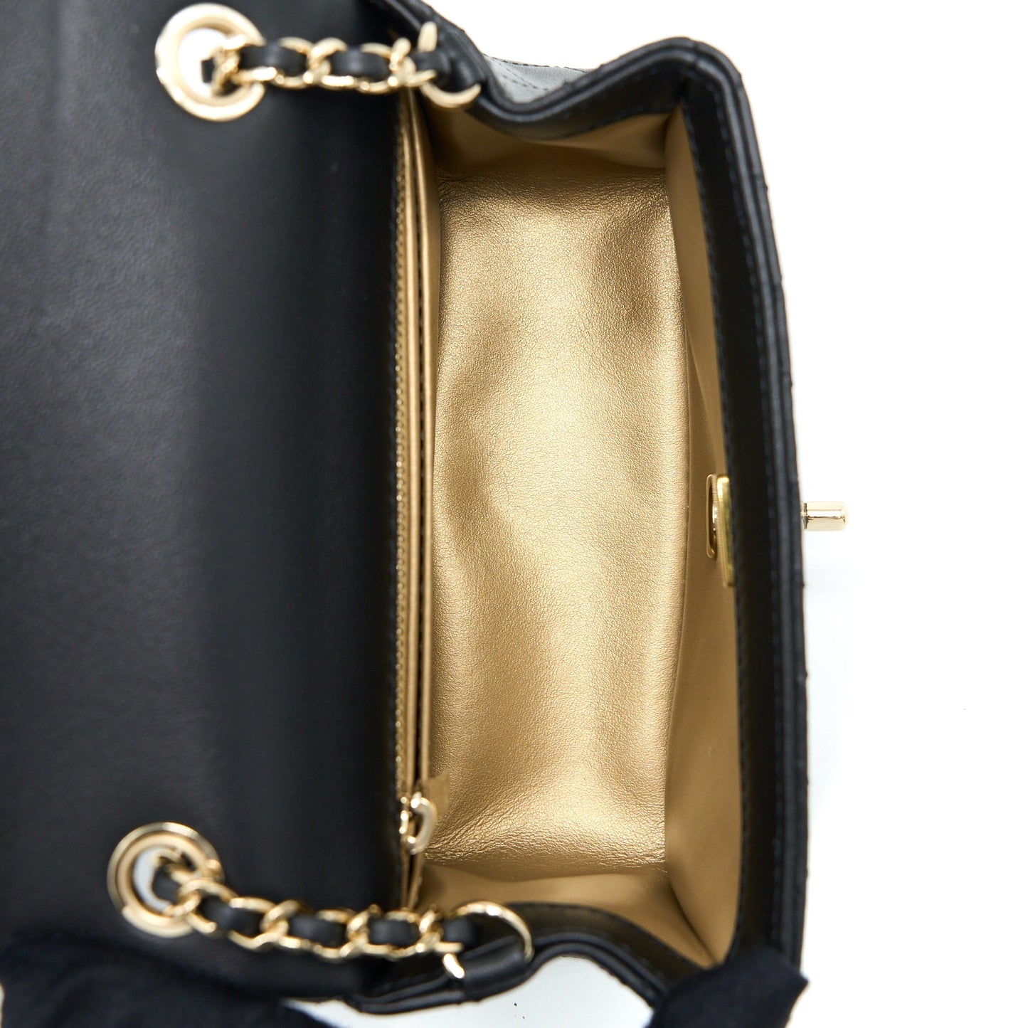 Chanel 23C Pearl Crush Mini Square Flap Bag Lambskin Black L (Microchip)
