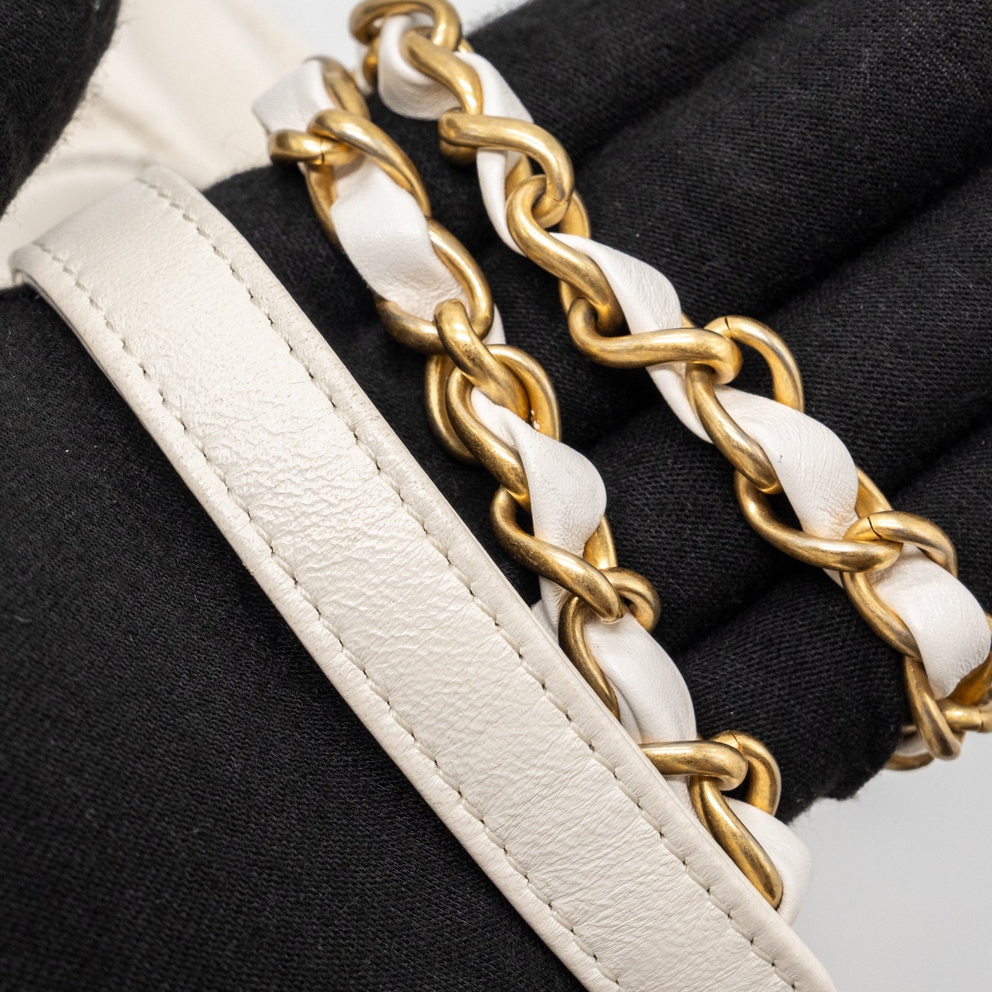Chanel Top Handle Flap Bag Lambskin White Brush
