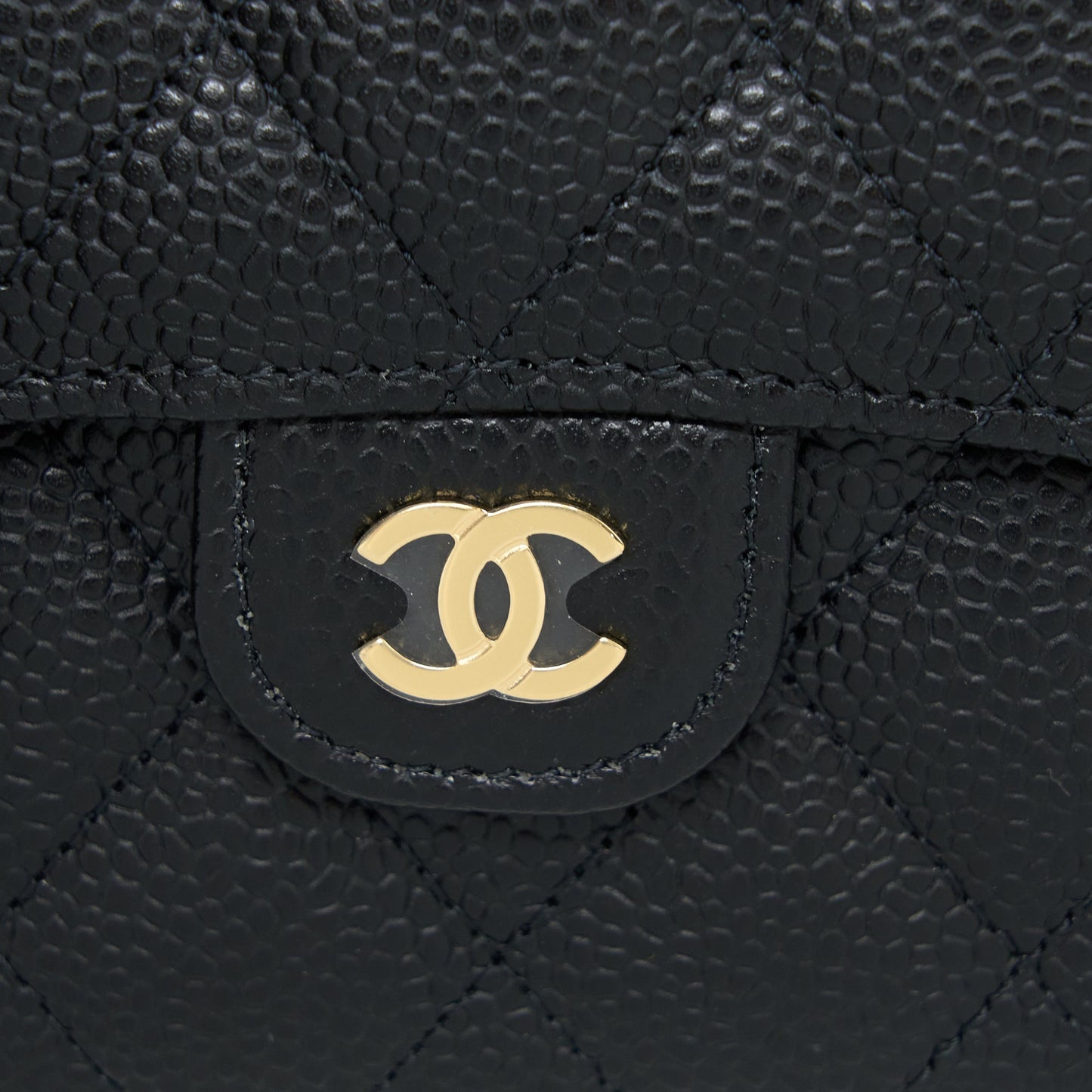 Chanel Small Classic Compact Wallet Caviar Black  (Microchip)