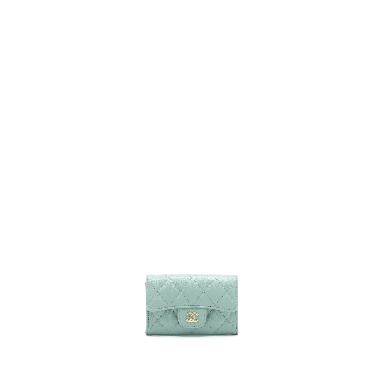 Chanel 22C Flap Card Holder Caviar NG124 Green L