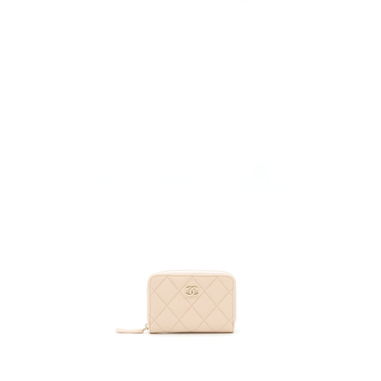 Chanel 22C Zippy Card Holder Caviar Light Beige L