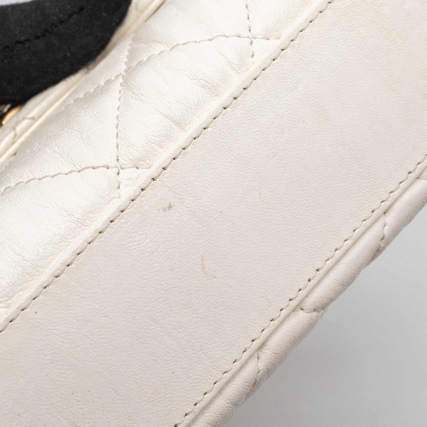 Chanel Top Handle Flap Bag Lambskin White Brush