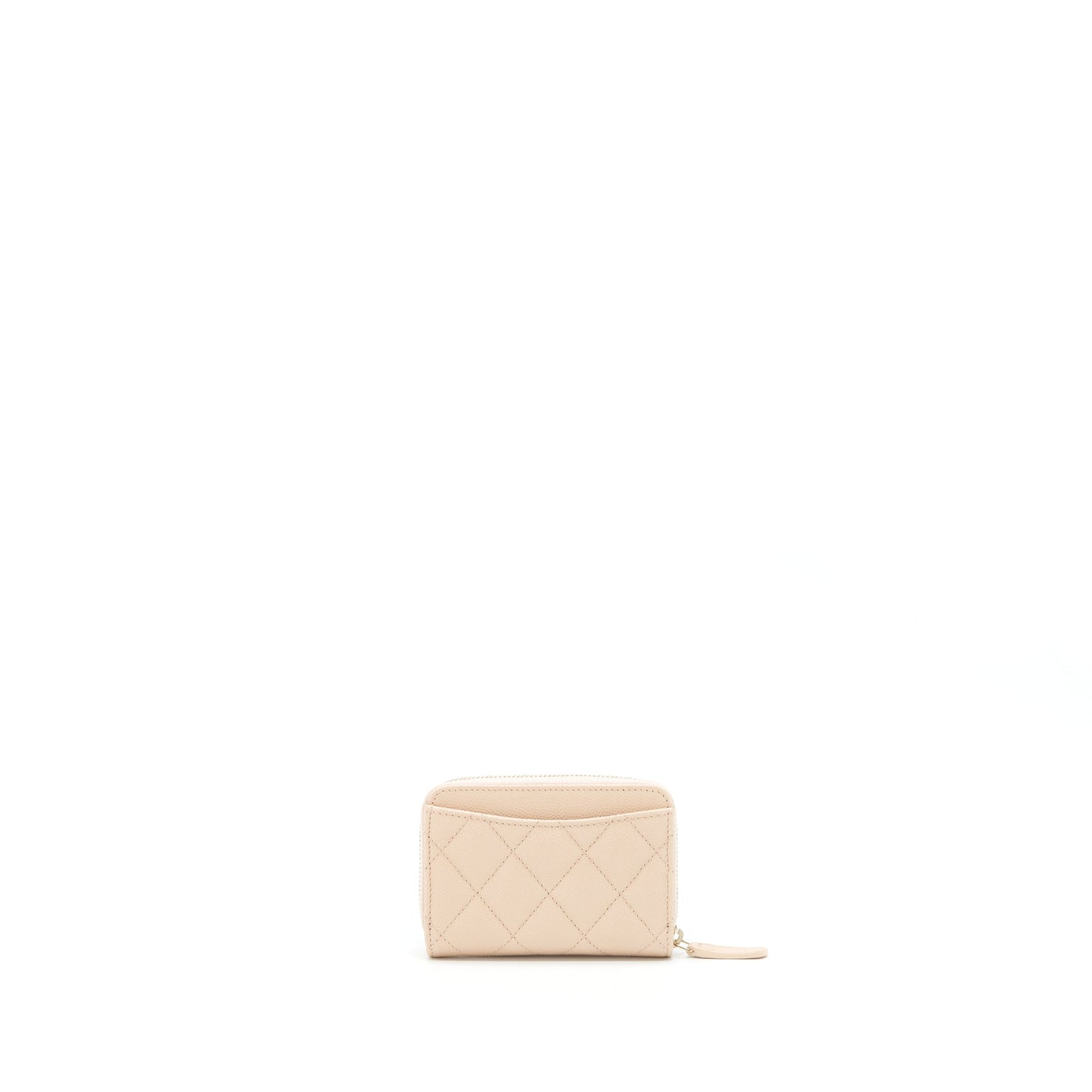 Chanel 22C Zippy Card Holder Caviar Light Beige L