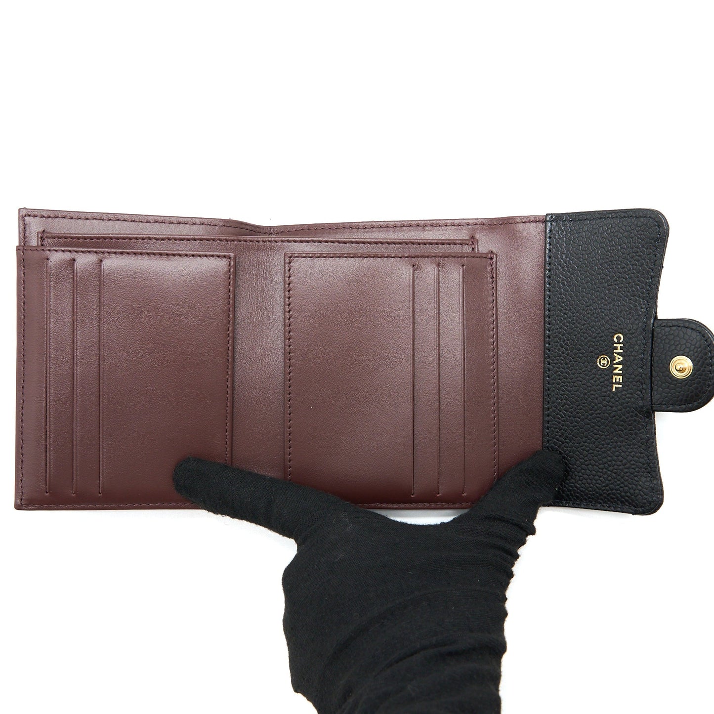 Chanel Small Classic Compact Wallet Caviar Black  (Microchip)