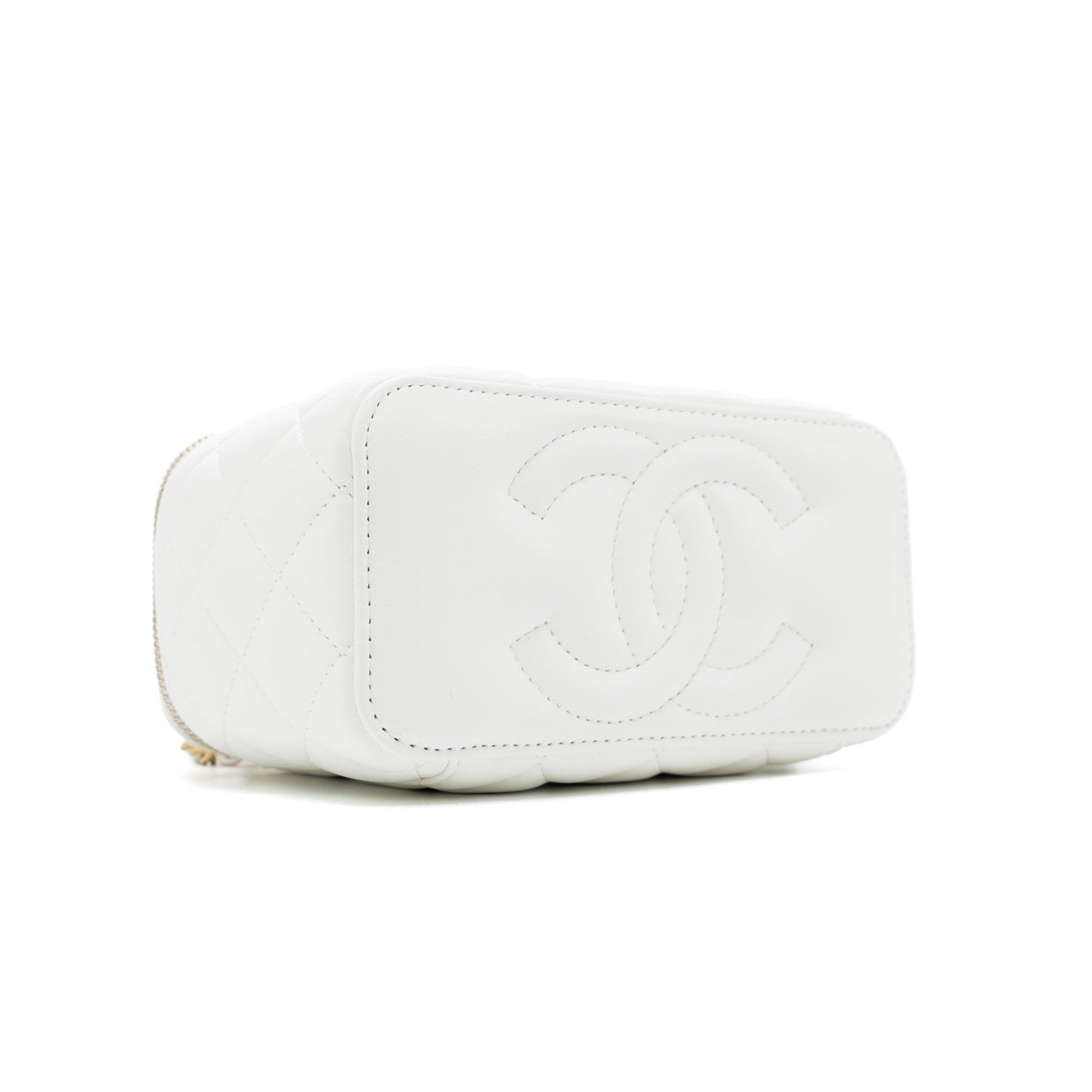 Chanel Pearl Crush Long Vanity with Chain Lambskin White Brushed  (Microchip)