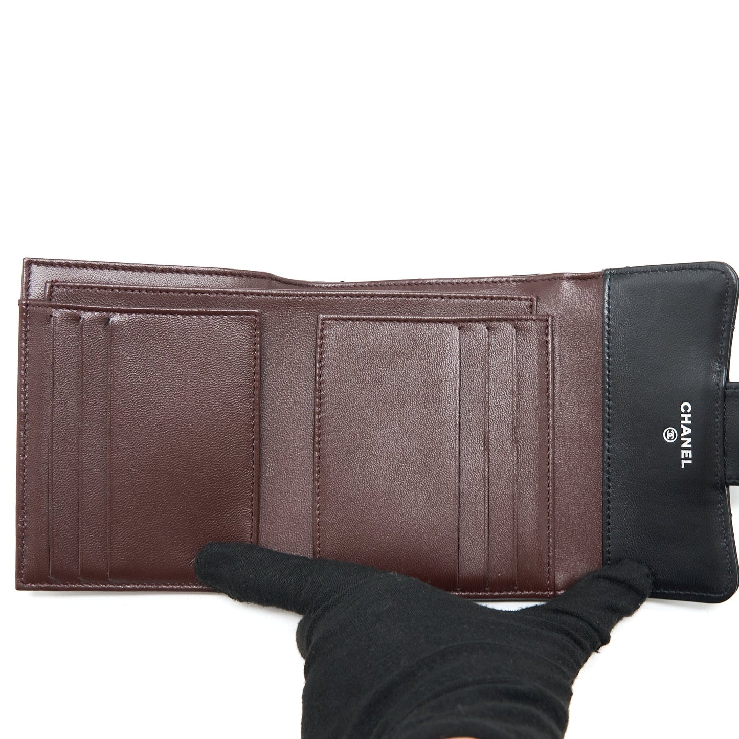 Chanel Small Classic Compact Wallet Lambskin Black