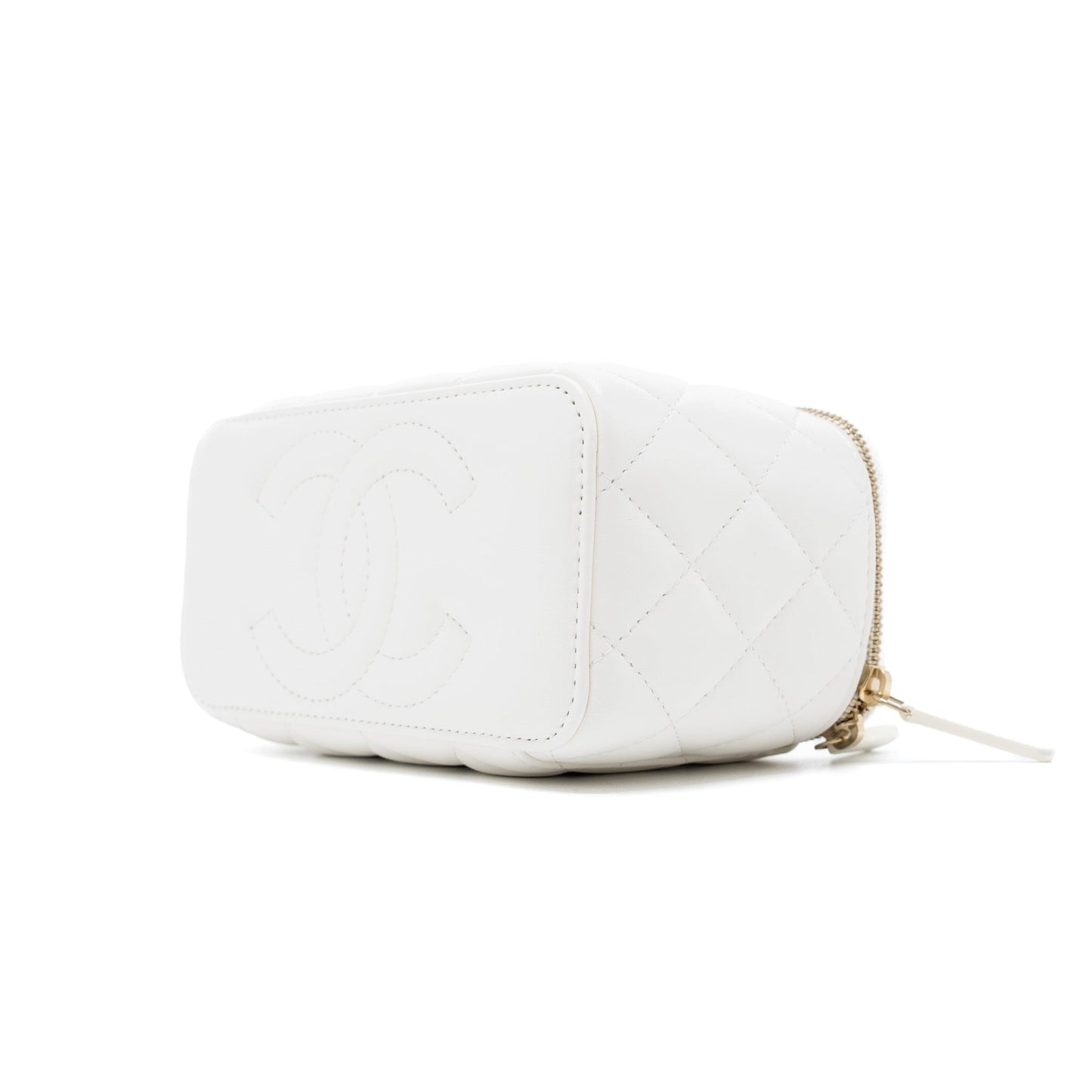 Chanel Pearl Crush Long Vanity with Chain Lambskin White Brushed  (Microchip)