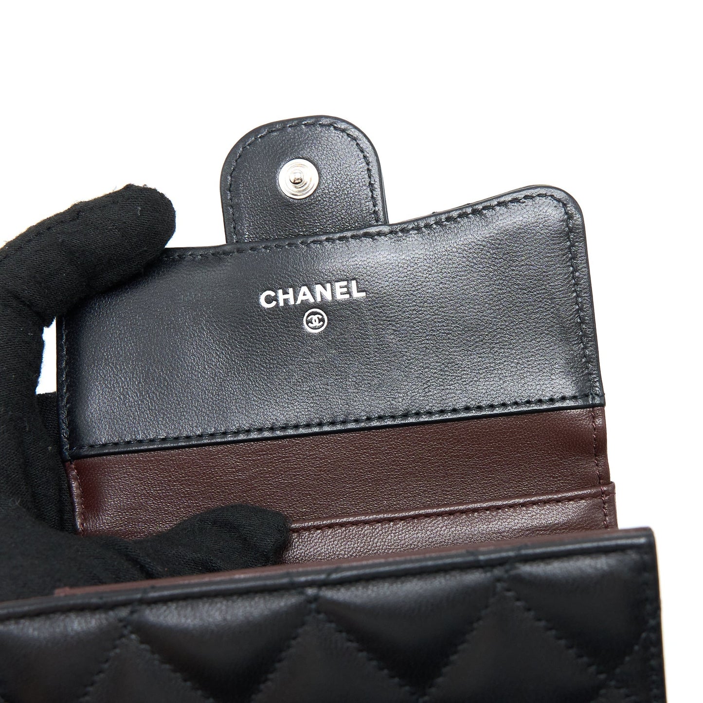 Chanel Small Classic Compact Wallet Lambskin Black
