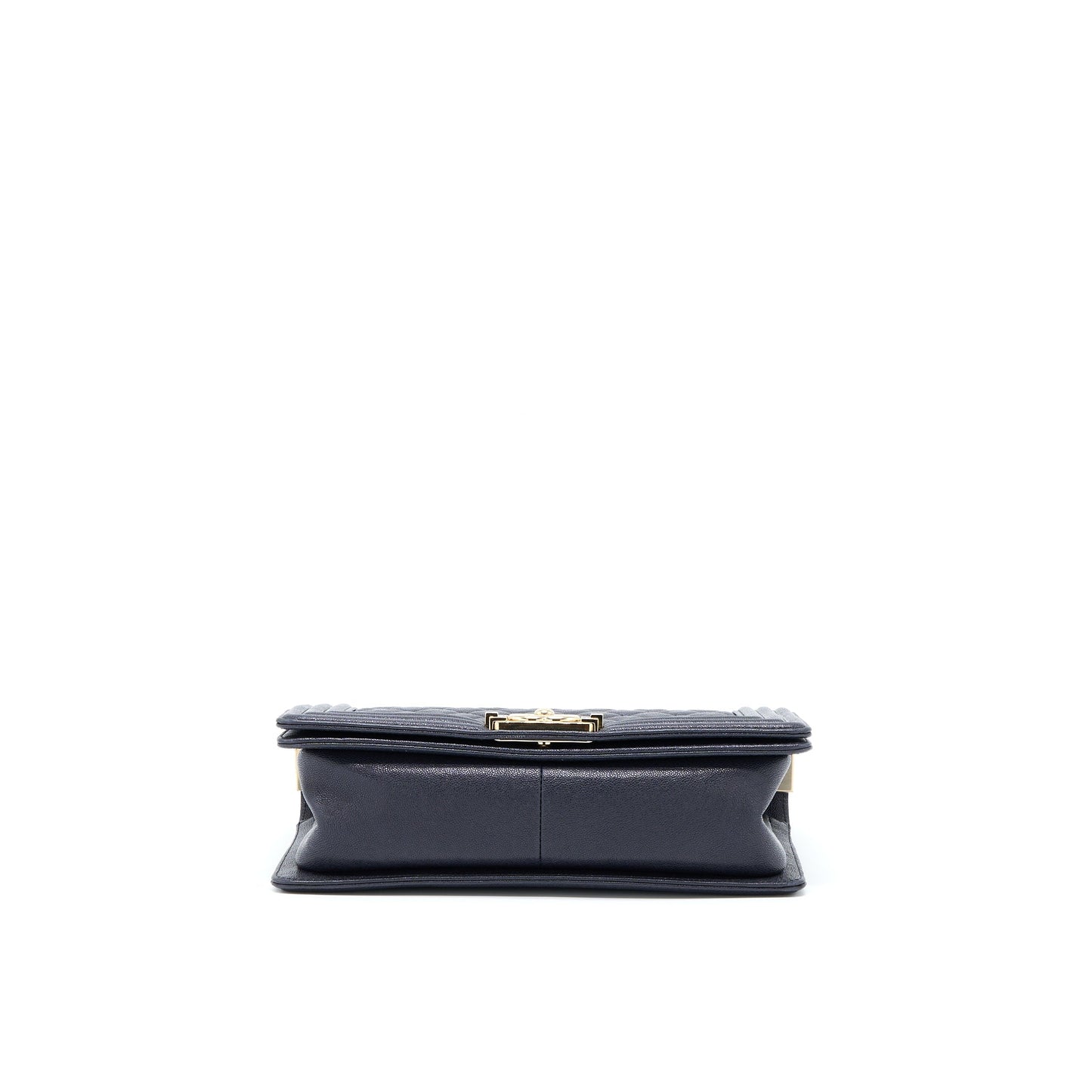 Chanel Medium Boy Bag Grained Calfskin Dark Blue L