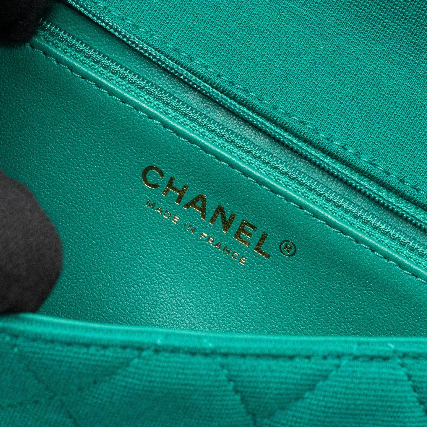 Chanel 23a Classic Flap Clutch Fabric Green L(Microchip)