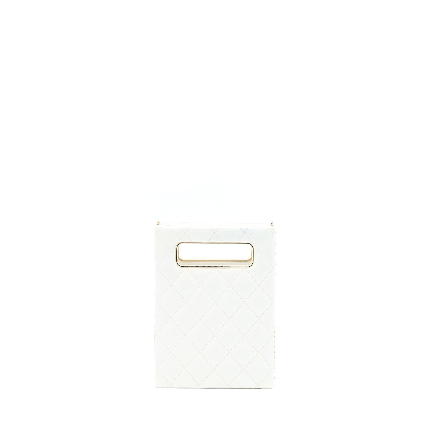 Chanel Vertical Evening Chain Bag Caviar White L (Microchip)