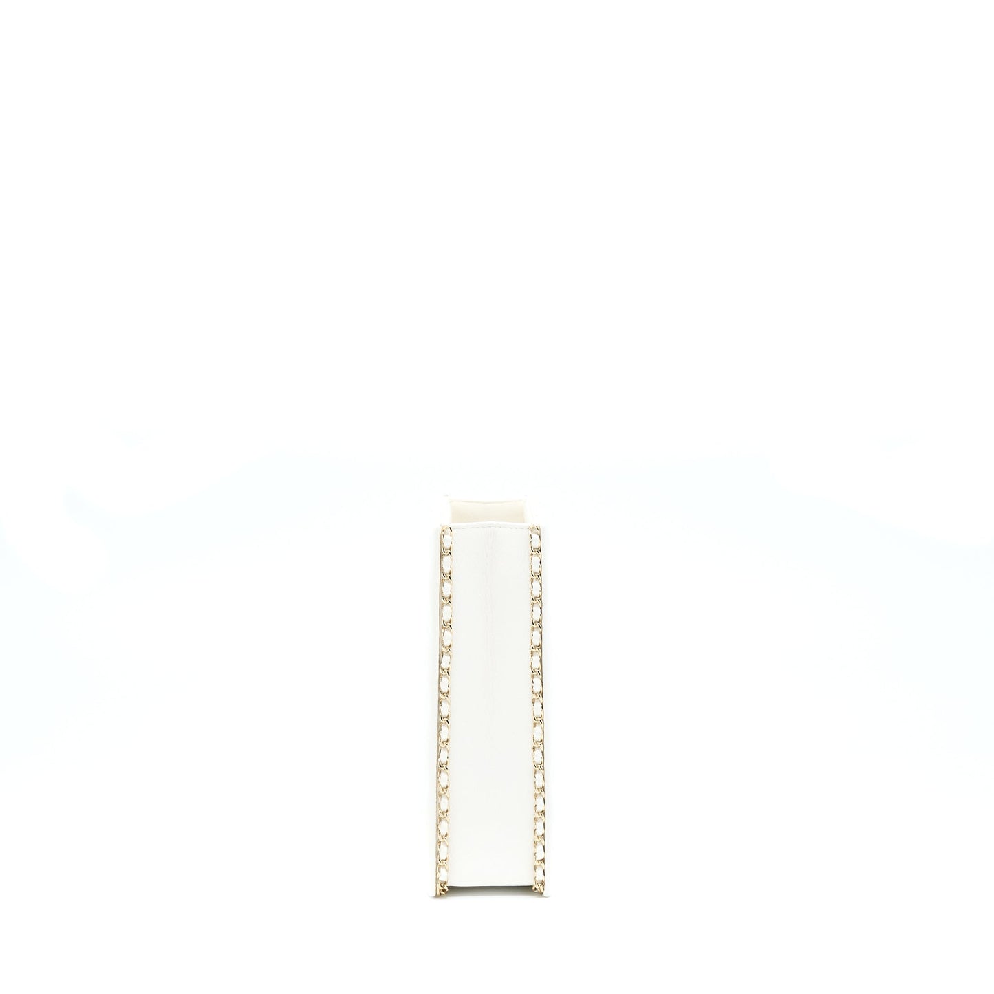 Chanel Vertical Evening Chain Bag Caviar White L (Microchip)