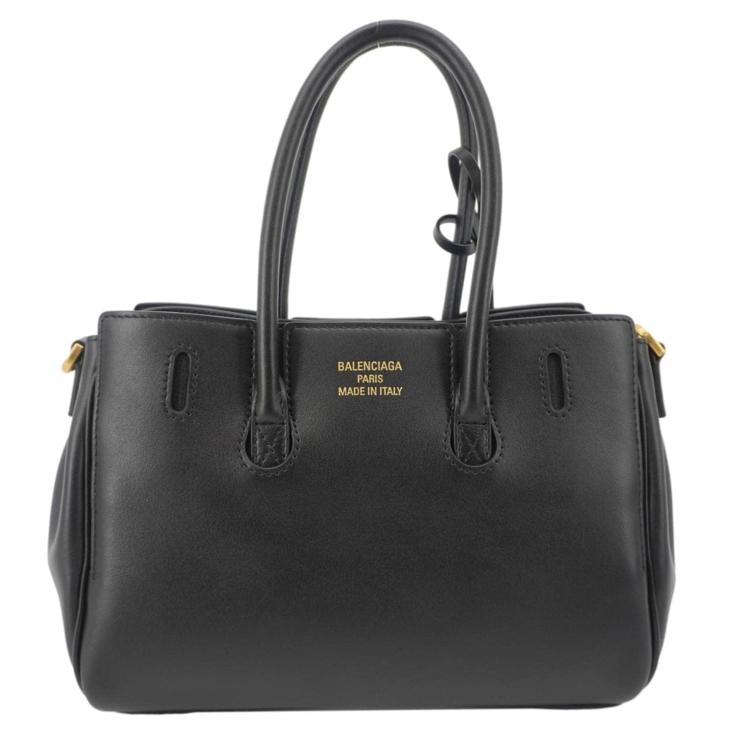 BALENCIAGA Carry All Bel Air Bag Leather Tote Shoulder Bag Black