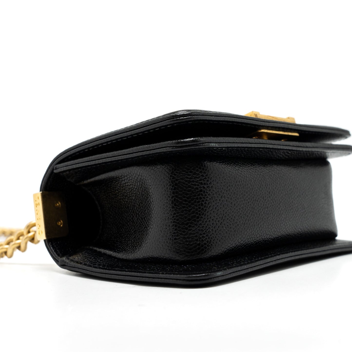 Chanel Super Mini Boy Bag Caviar Black Brushed  (Microchip)