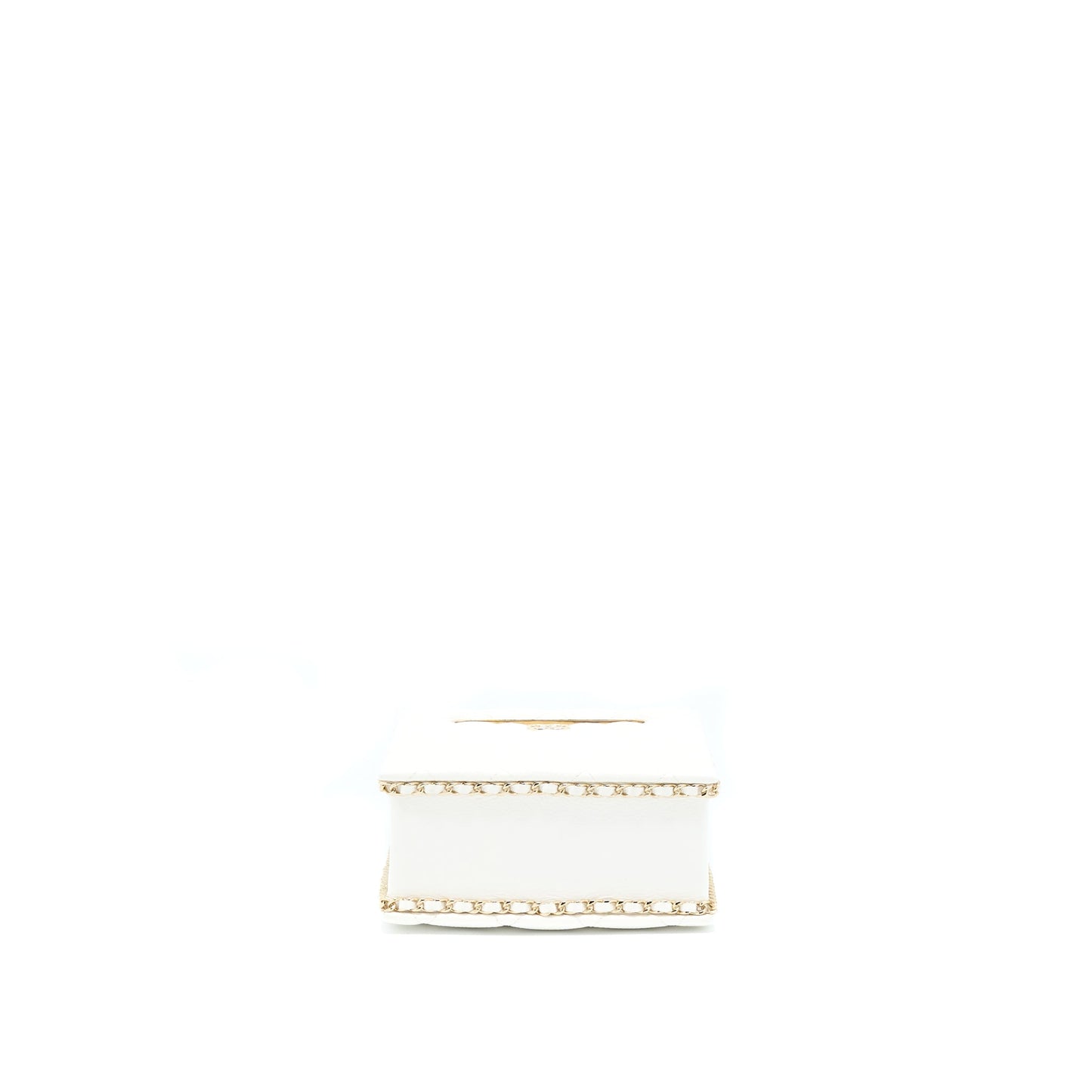 Chanel Vertical Evening Chain Bag Caviar White L (Microchip)