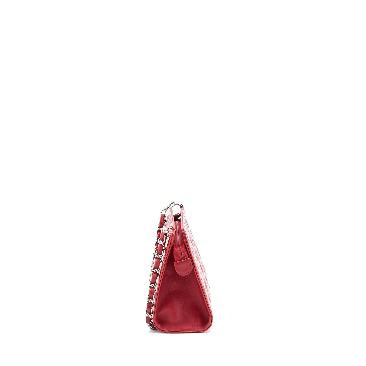Chanel  Leather Charm Printed Chain Shoulder Bag Red