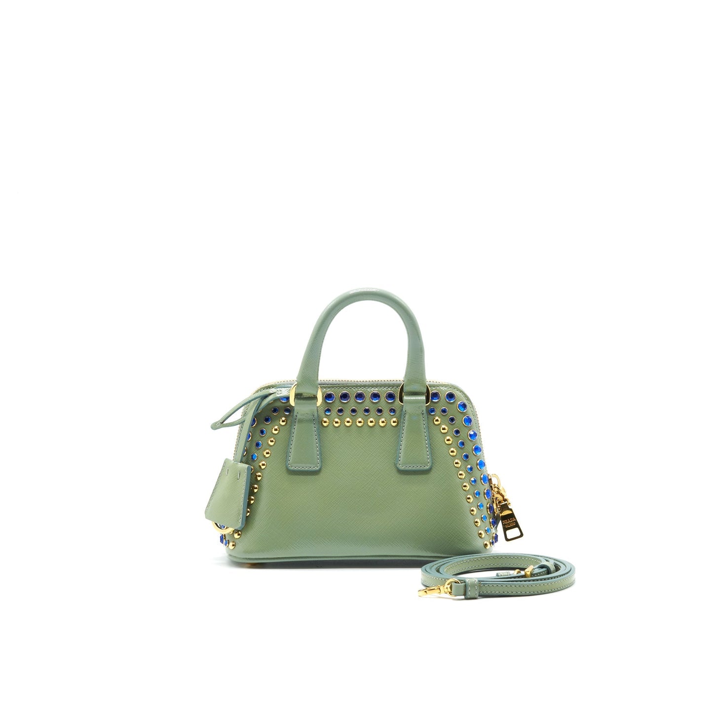 Prada Saffiano Mini Crossbody Purse Light Green