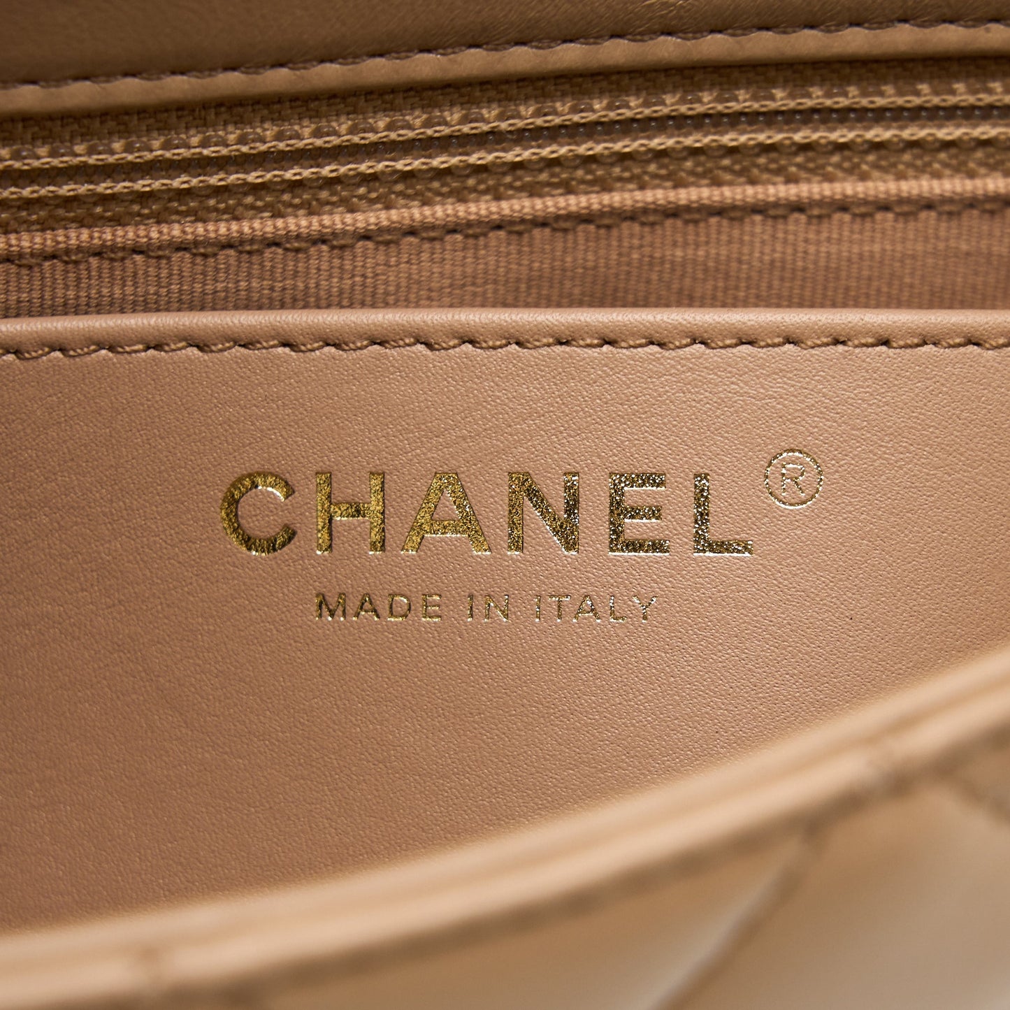 Chanel 22K Gold Pillar Adjustable Chain Flap Bag Lambskin Beige  (Microchip)