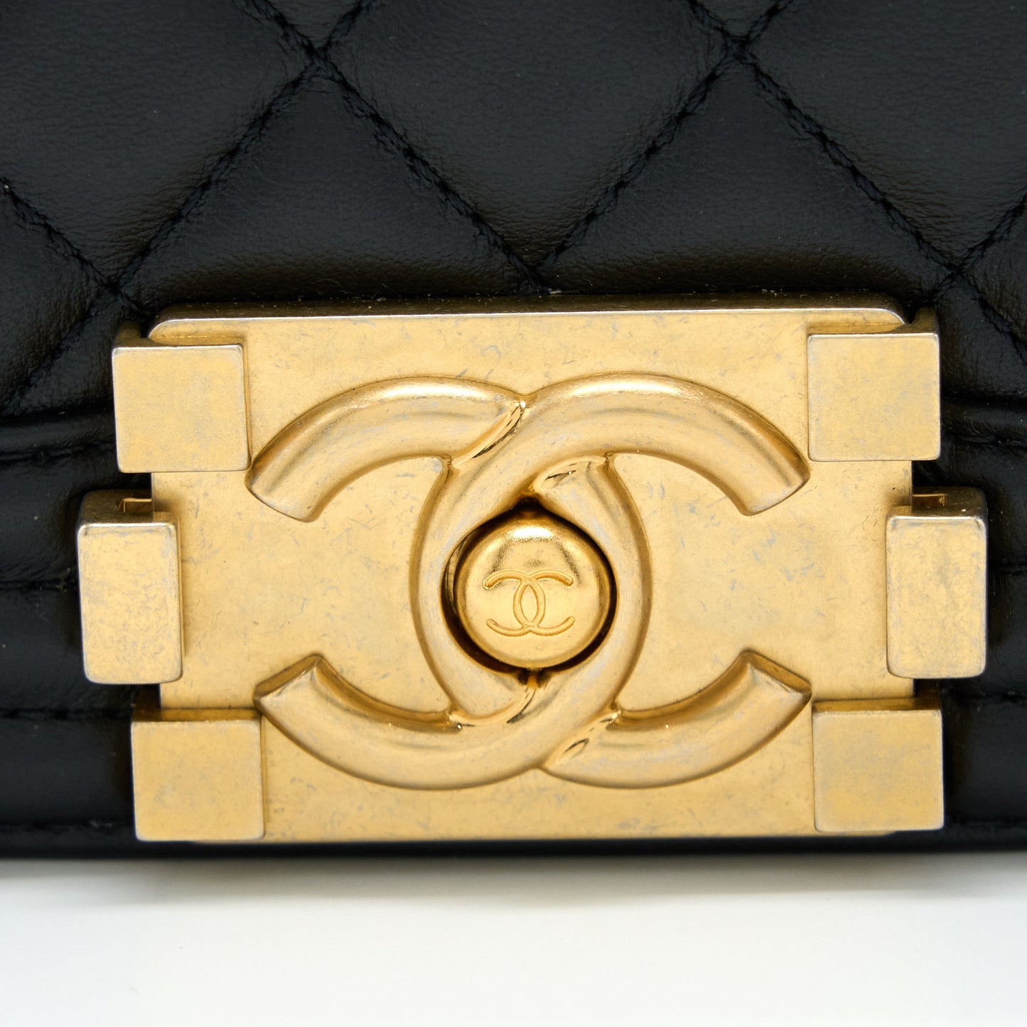 Chanel Medium Boy Bag Lambskin Black Brushed  (Microchip)