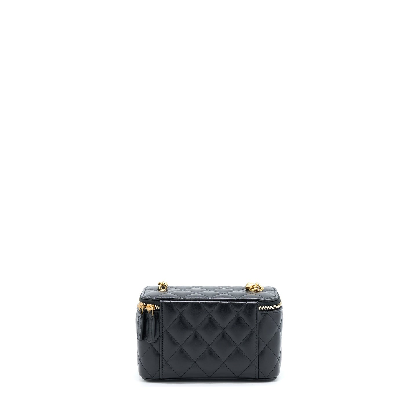 Chanel Long Vanity With Detailed Chain Lambskin Black