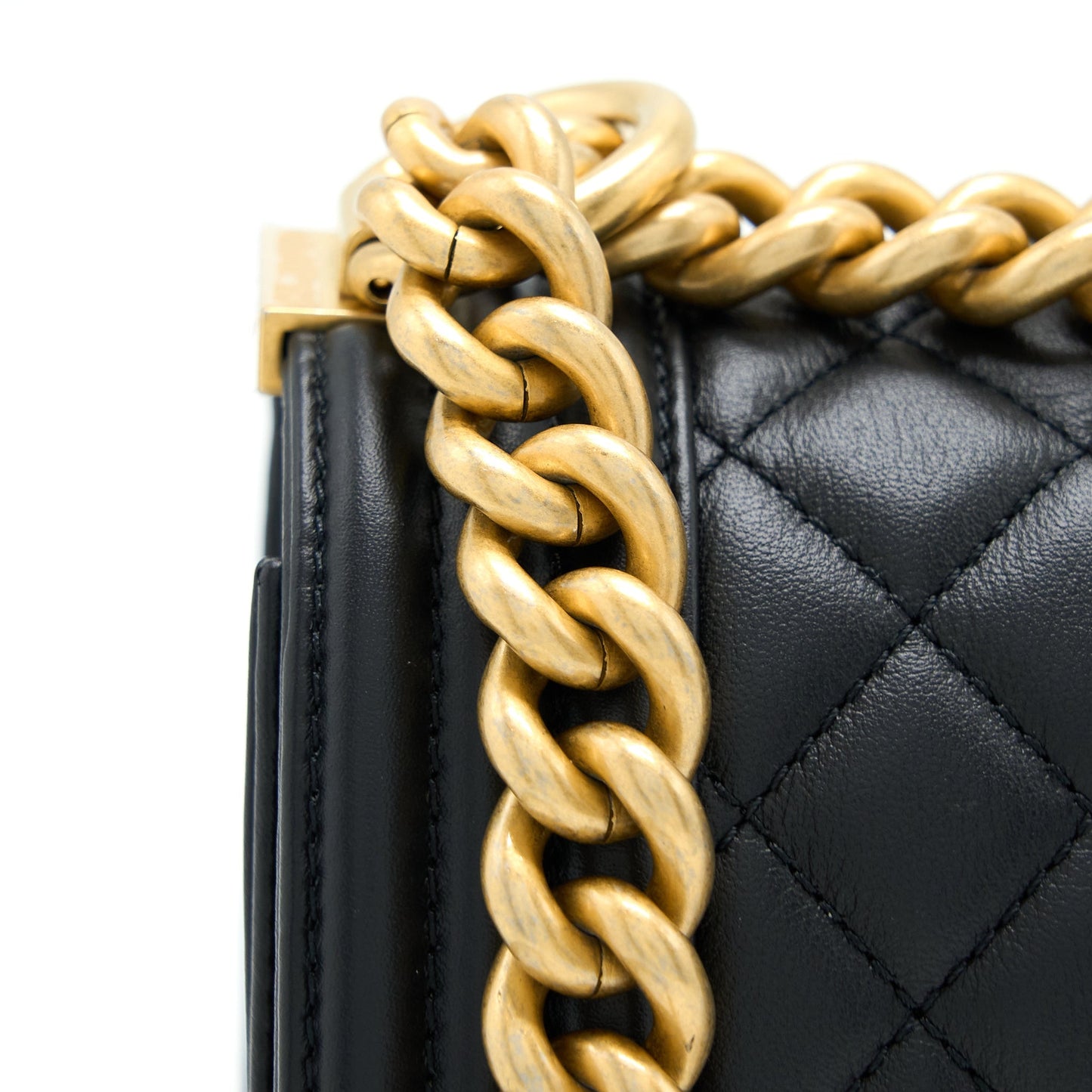 Chanel Medium Boy Bag Lambskin Black Brushed  (Microchip)