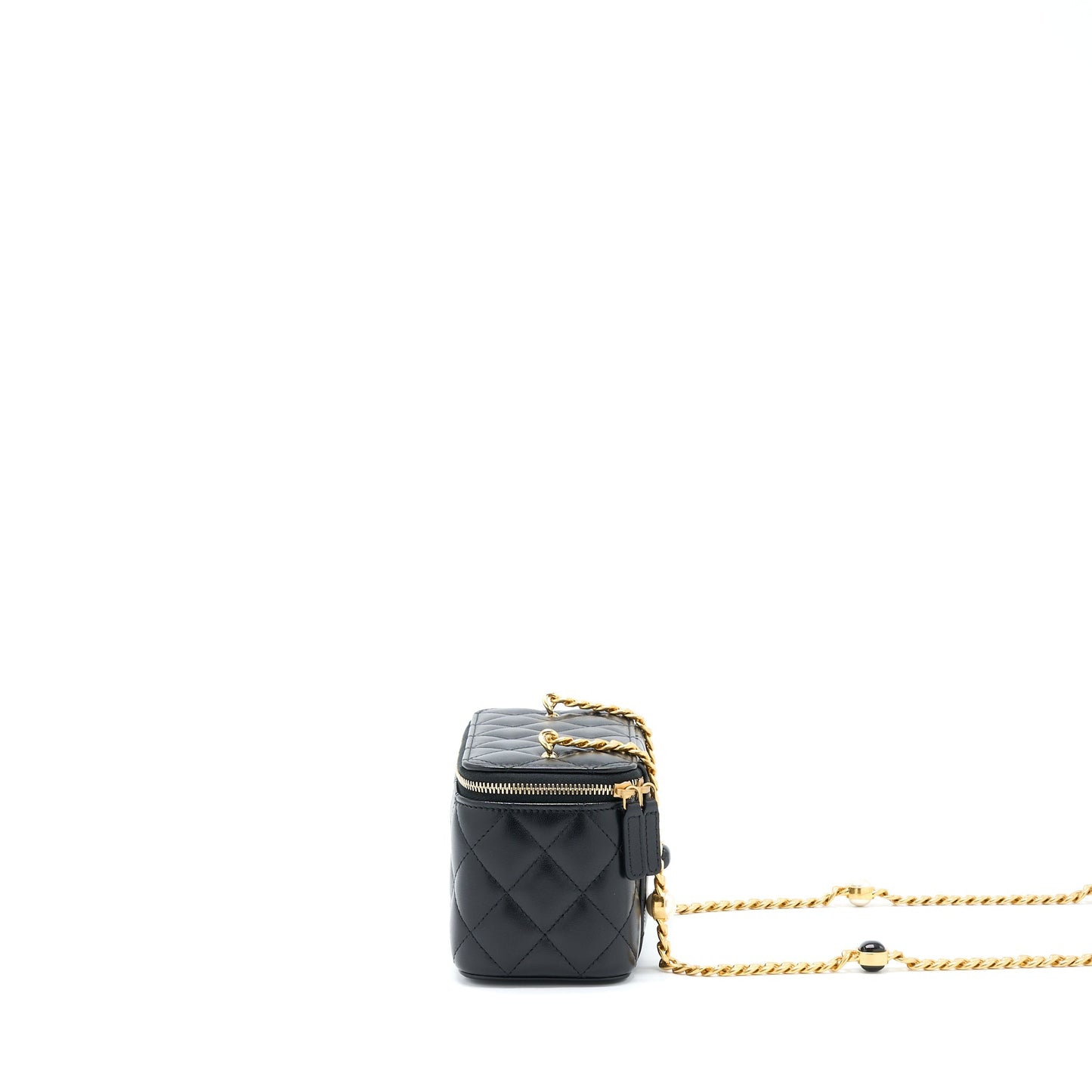 Chanel Long Vanity With Detailed Chain Lambskin Black