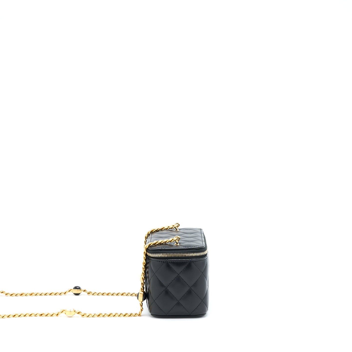 Chanel Long Vanity With Detailed Chain Lambskin Black