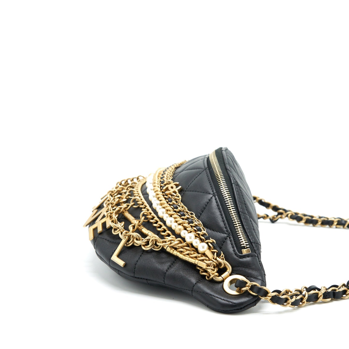 Chanel All About Chains Waist Bag Calfskin Black