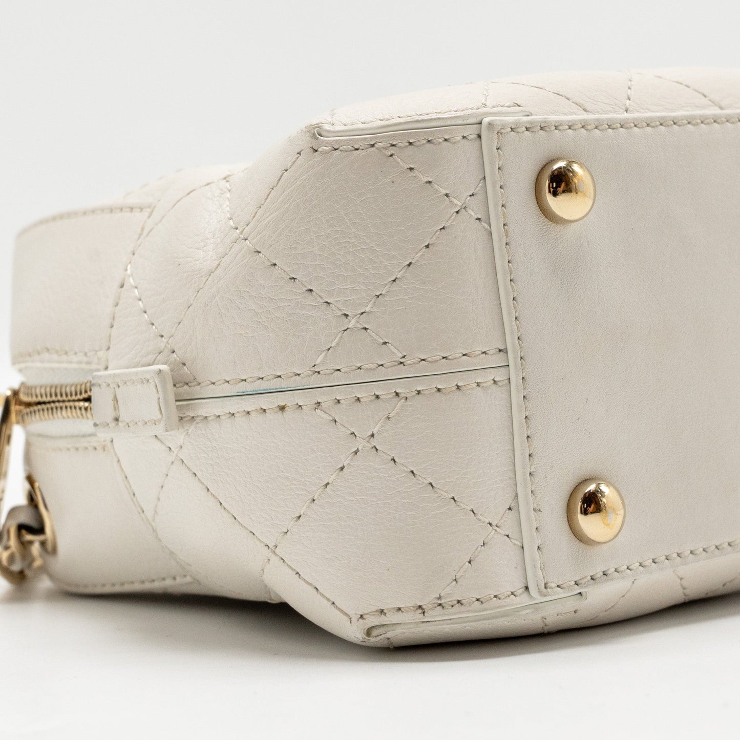 Chanel Mini Camera Bag with Chain Calfskin White L