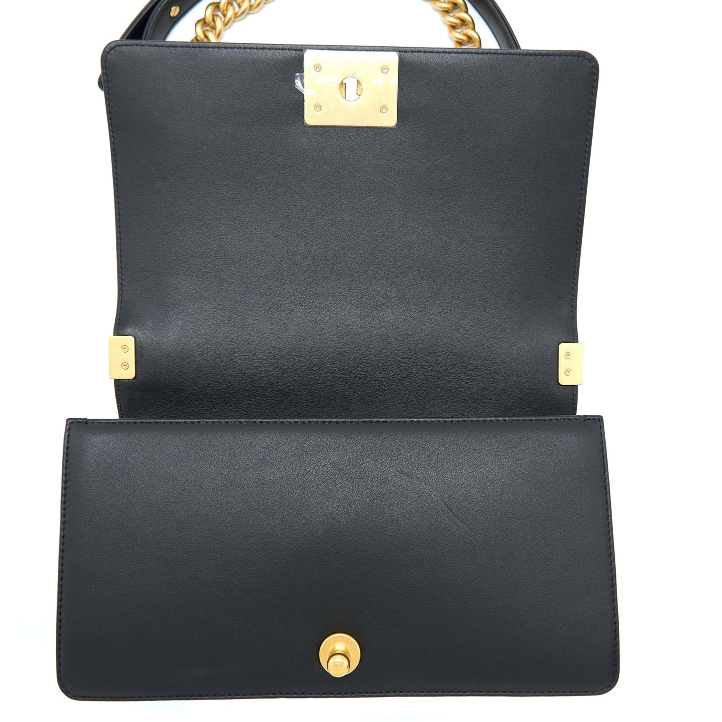 Chanel Medium Boy Bag Lambskin Black Brushed  (Microchip)