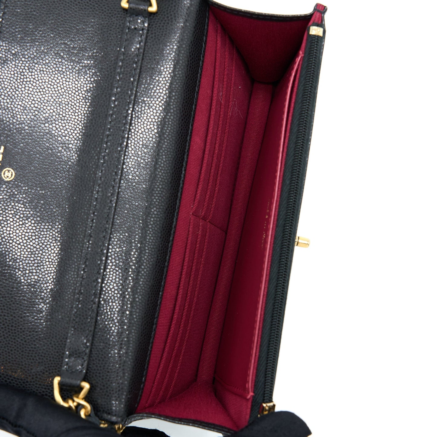 Chanel 22A Wallet On Chain Caviar Black  (Microchip)