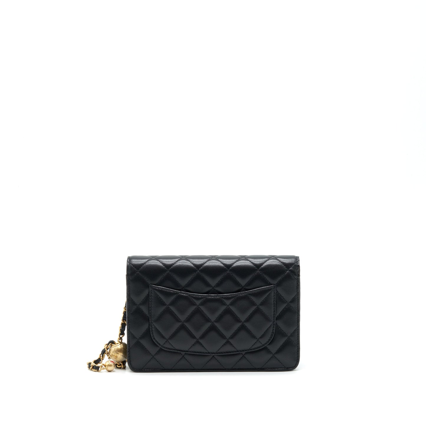 Chanel 22C Pearl Crush Wallet On Chain Lambskin Black
