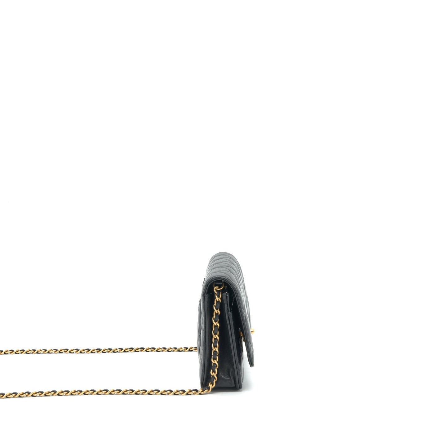 Chanel 22C Pearl Crush Wallet On Chain Lambskin Black