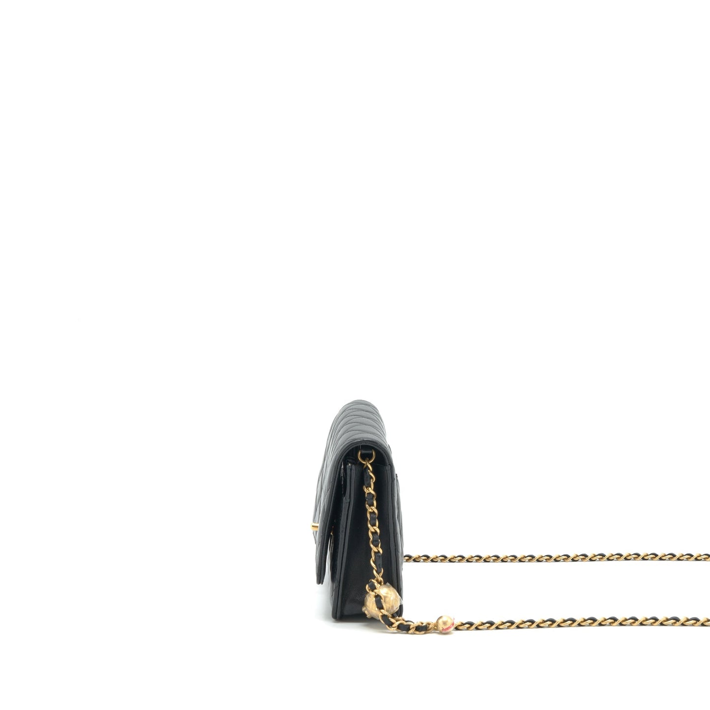 Chanel 22C Pearl Crush Wallet On Chain Lambskin Black