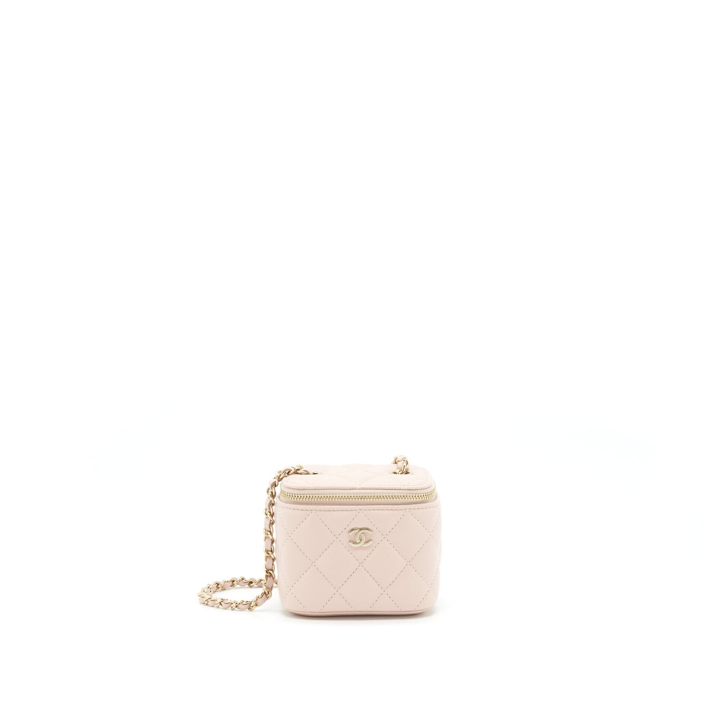 Chanel Mini Vanity Case With Chain Caviar Light Beige L