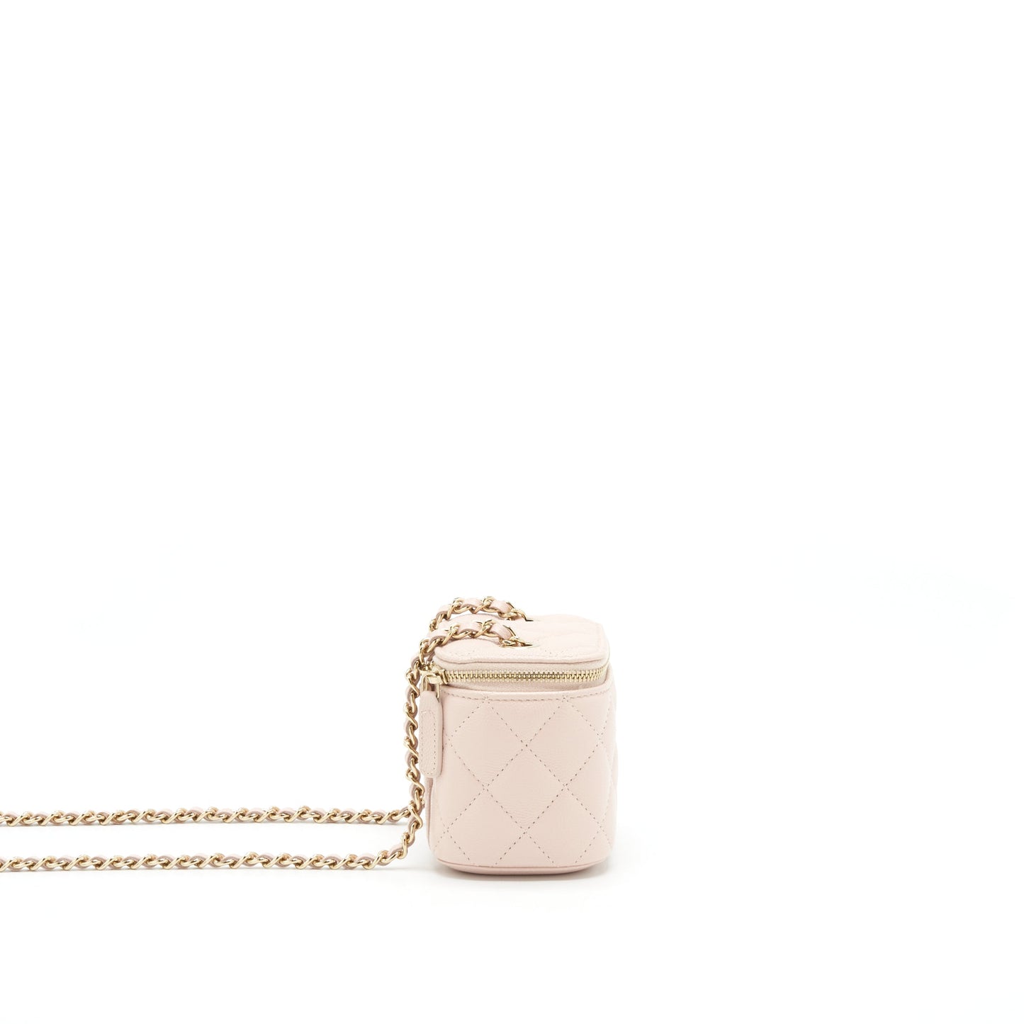 Chanel Mini Vanity Case With Chain Caviar Light Beige L