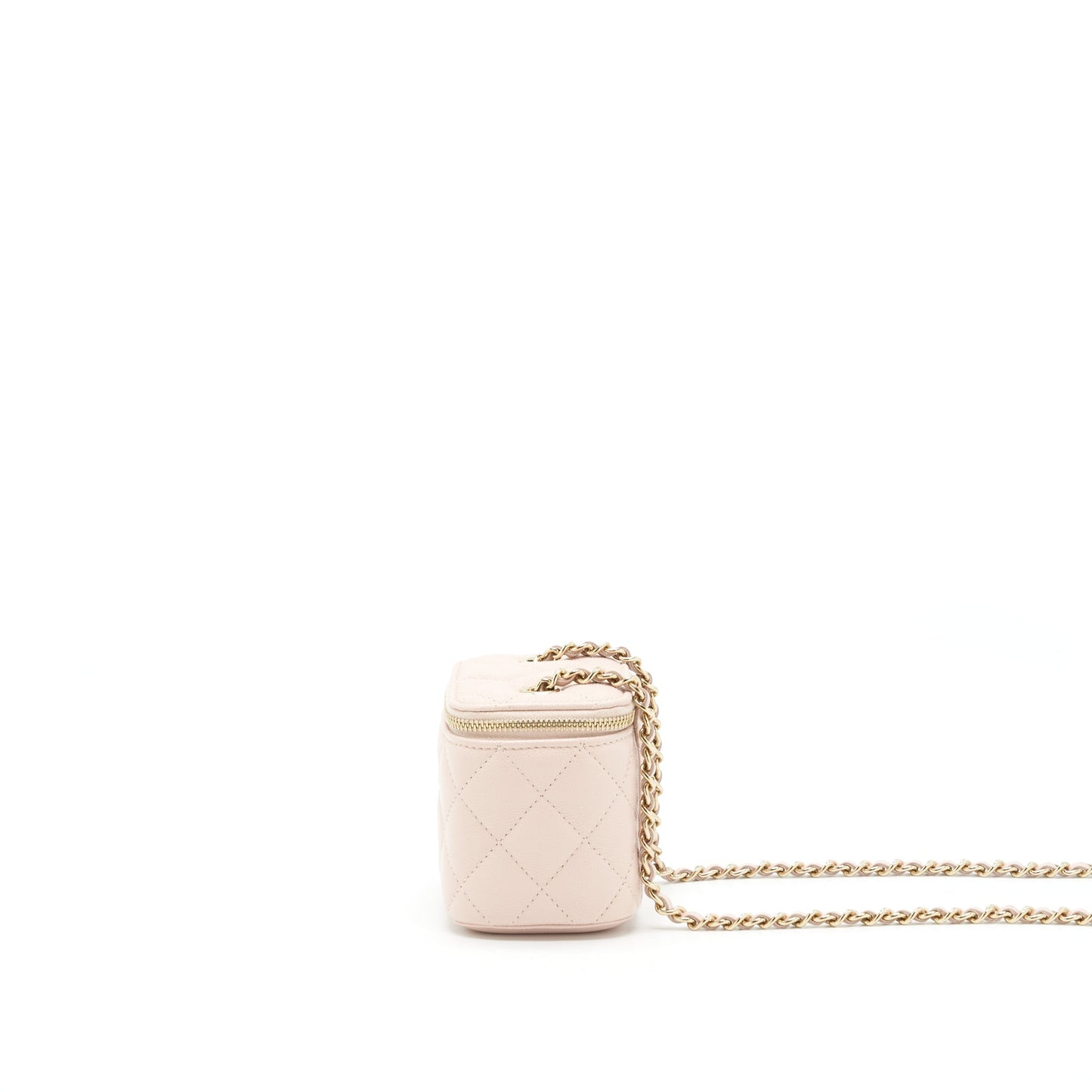Chanel Mini Vanity Case With Chain Caviar Light Beige L