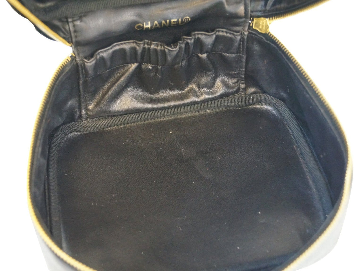 CHANEL Caviar Skin Vanity Cosmetic Bag Black
