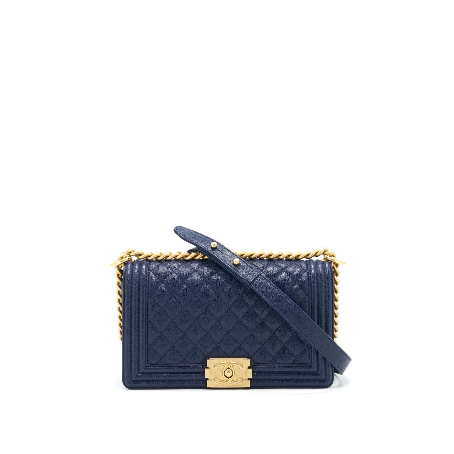 Chanel Boy Chanel Old Medium Caviar Navy with