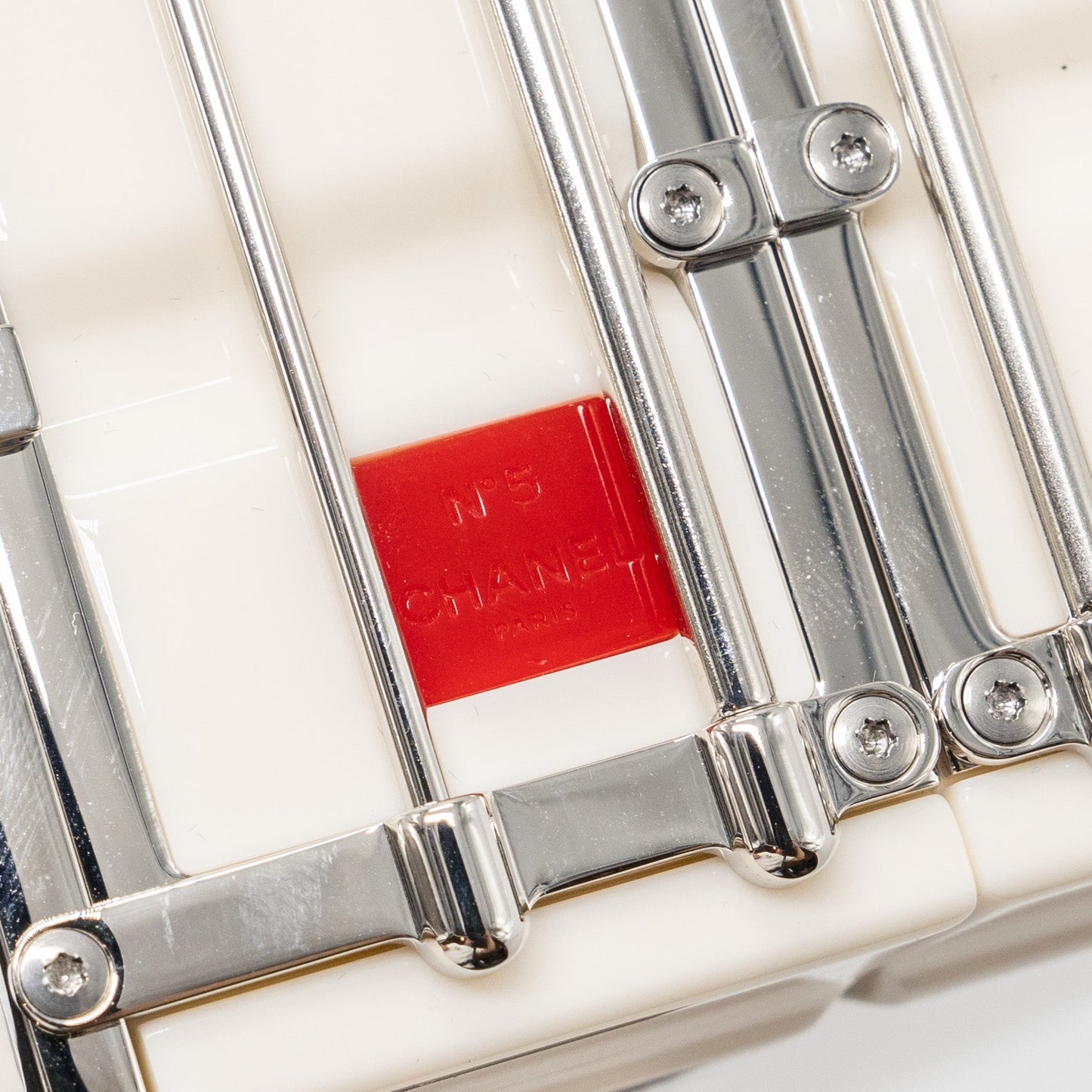 Chanel Paris-Hamburg runway container clutch bag white / black / red
