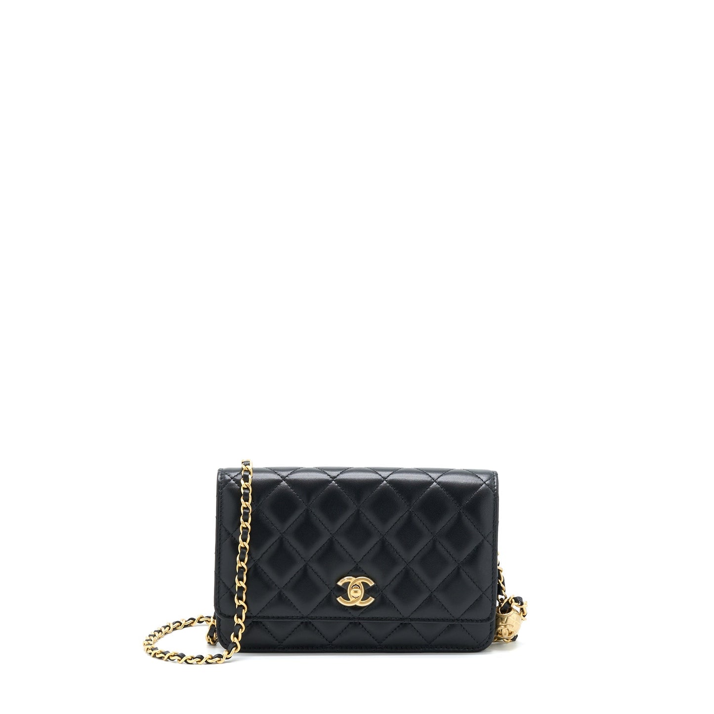 Chanel 22B Pearl Crush Wallet On Chain Lambskin Black  (Microchip)