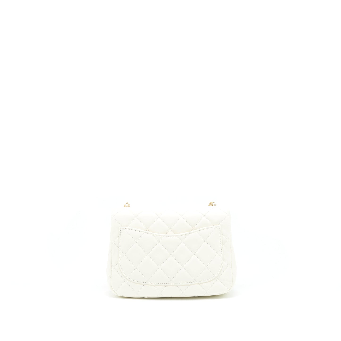Chanel 22C Pearl Crush Mini Square Flap Bag Lambskin White