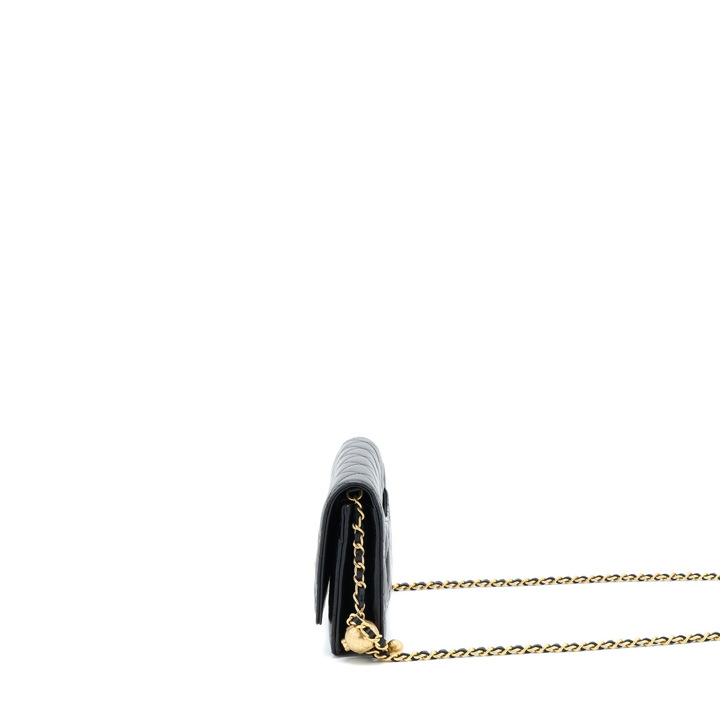 Chanel 22B Pearl Crush Wallet On Chain Lambskin Black  (Microchip)