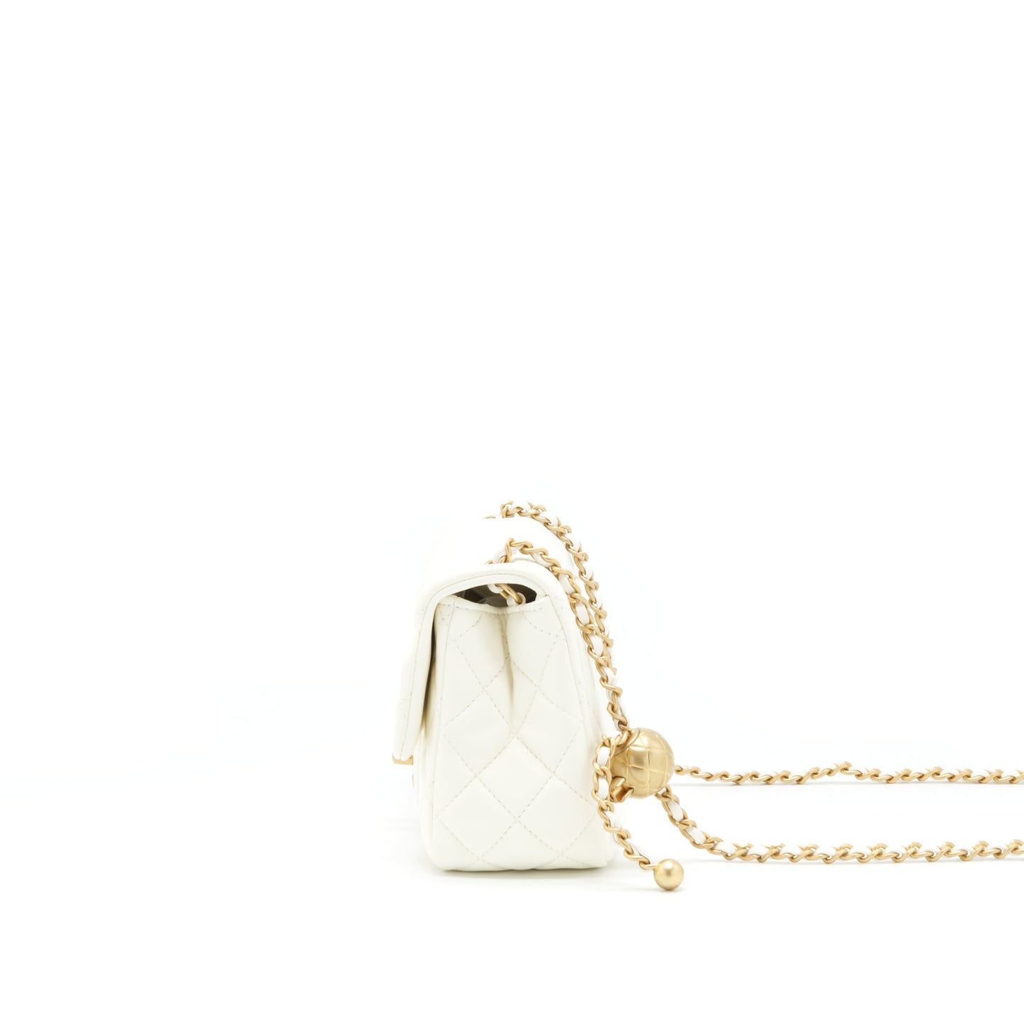 Chanel 22C Pearl Crush Mini Square Flap Bag Lambskin White