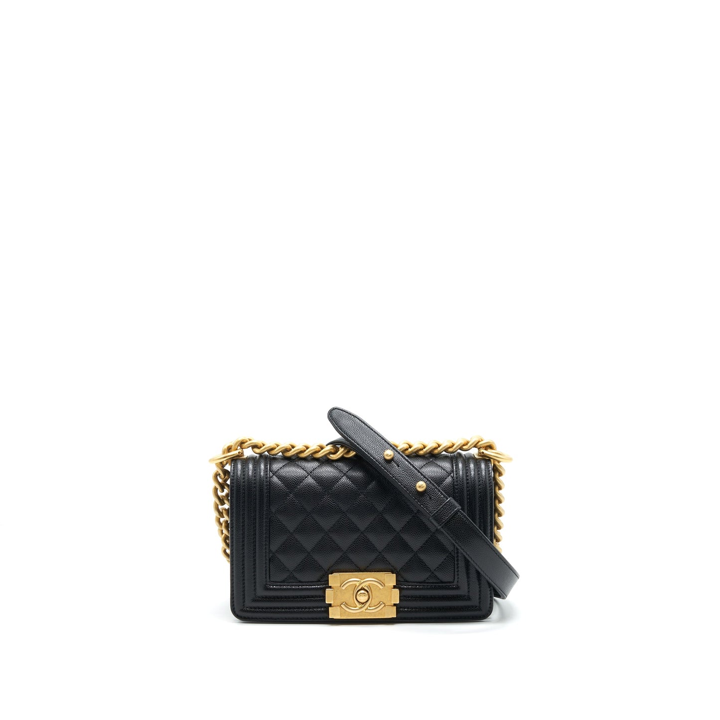 Chanel Small Boy Bag Caviar Black brushed  Year 2021 (microchip serial?