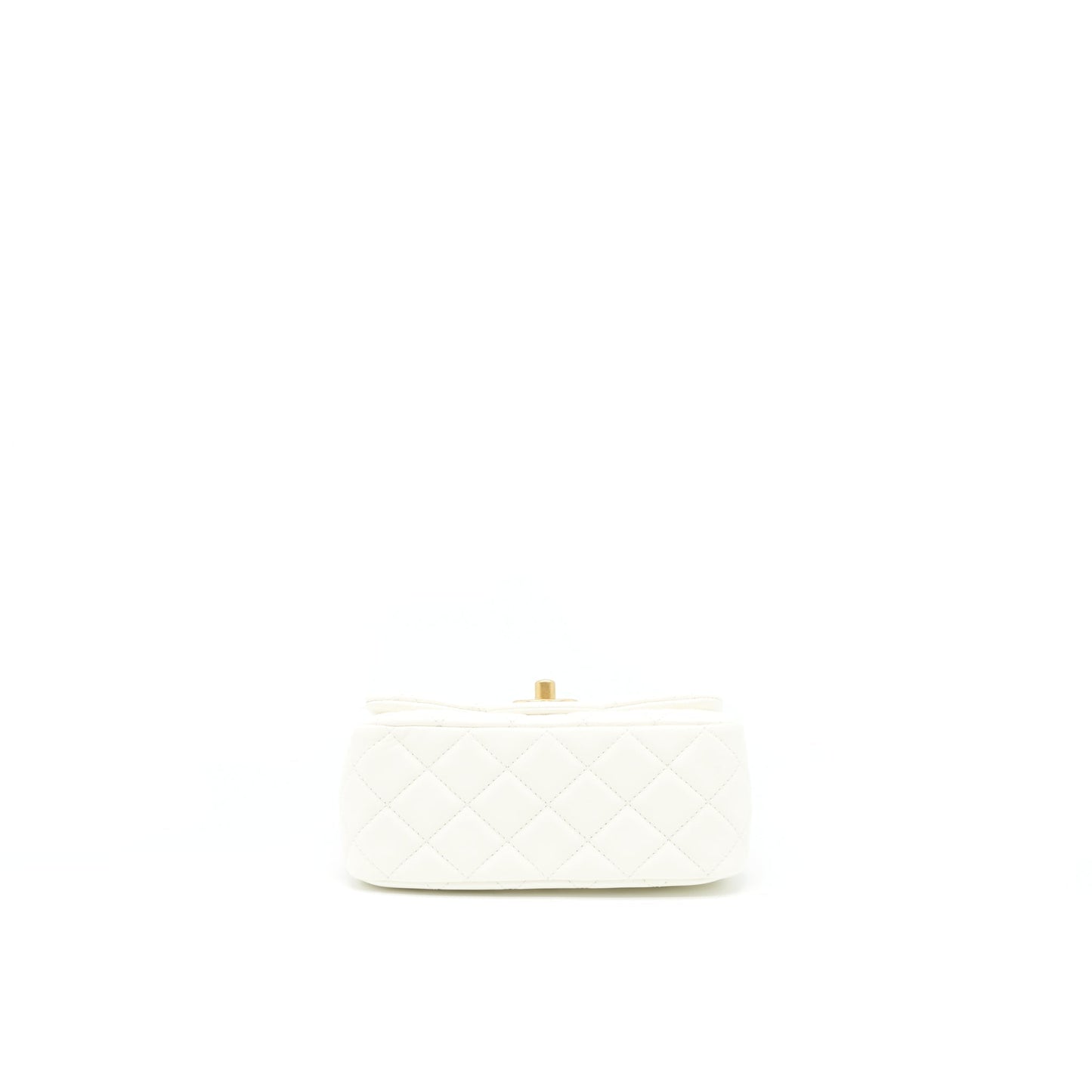 Chanel 22C Pearl Crush Mini Square Flap Bag Lambskin White