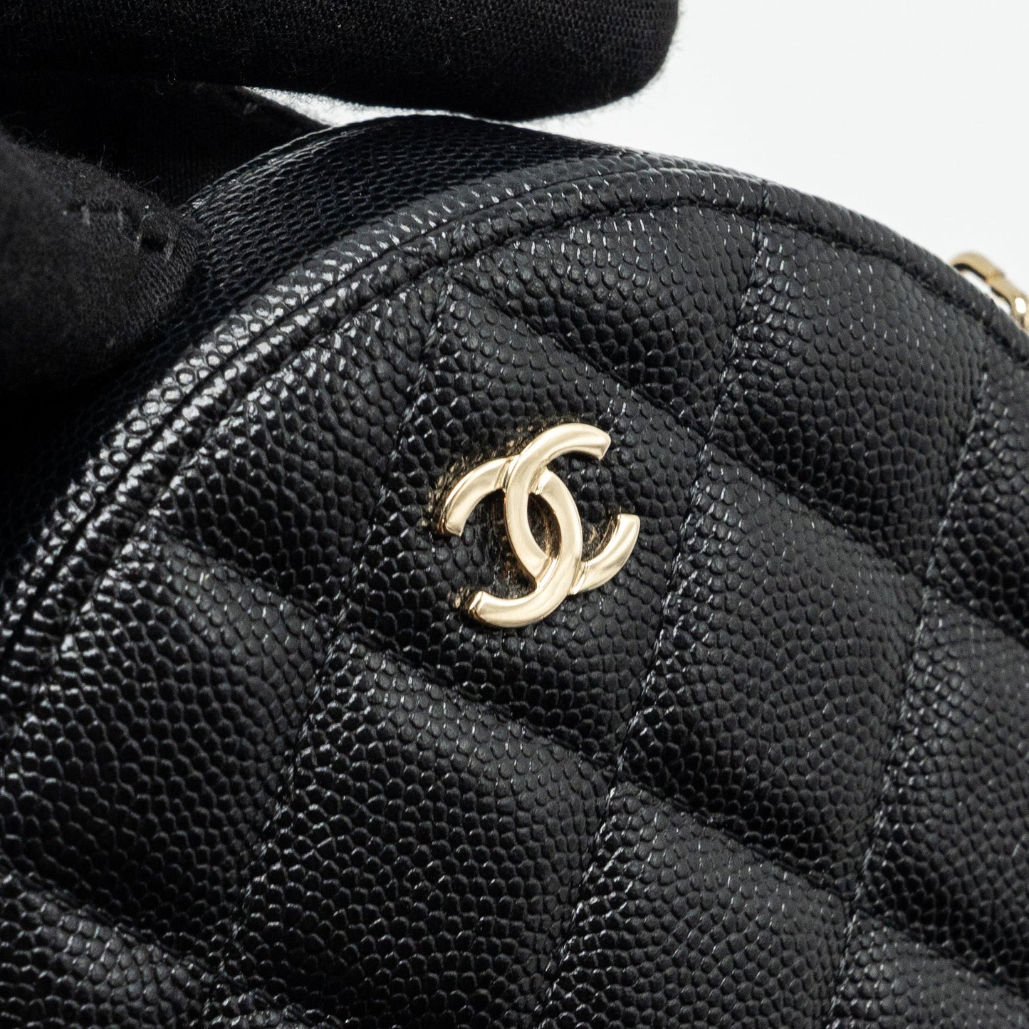 Chanel Round Clutch with Chain Caviar Black L