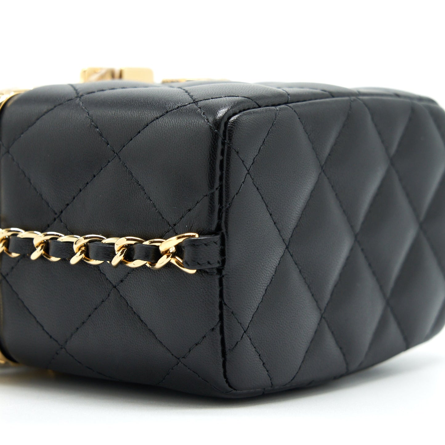 Chanel Small Clip Flap Vanity With Chain Lambskin Black