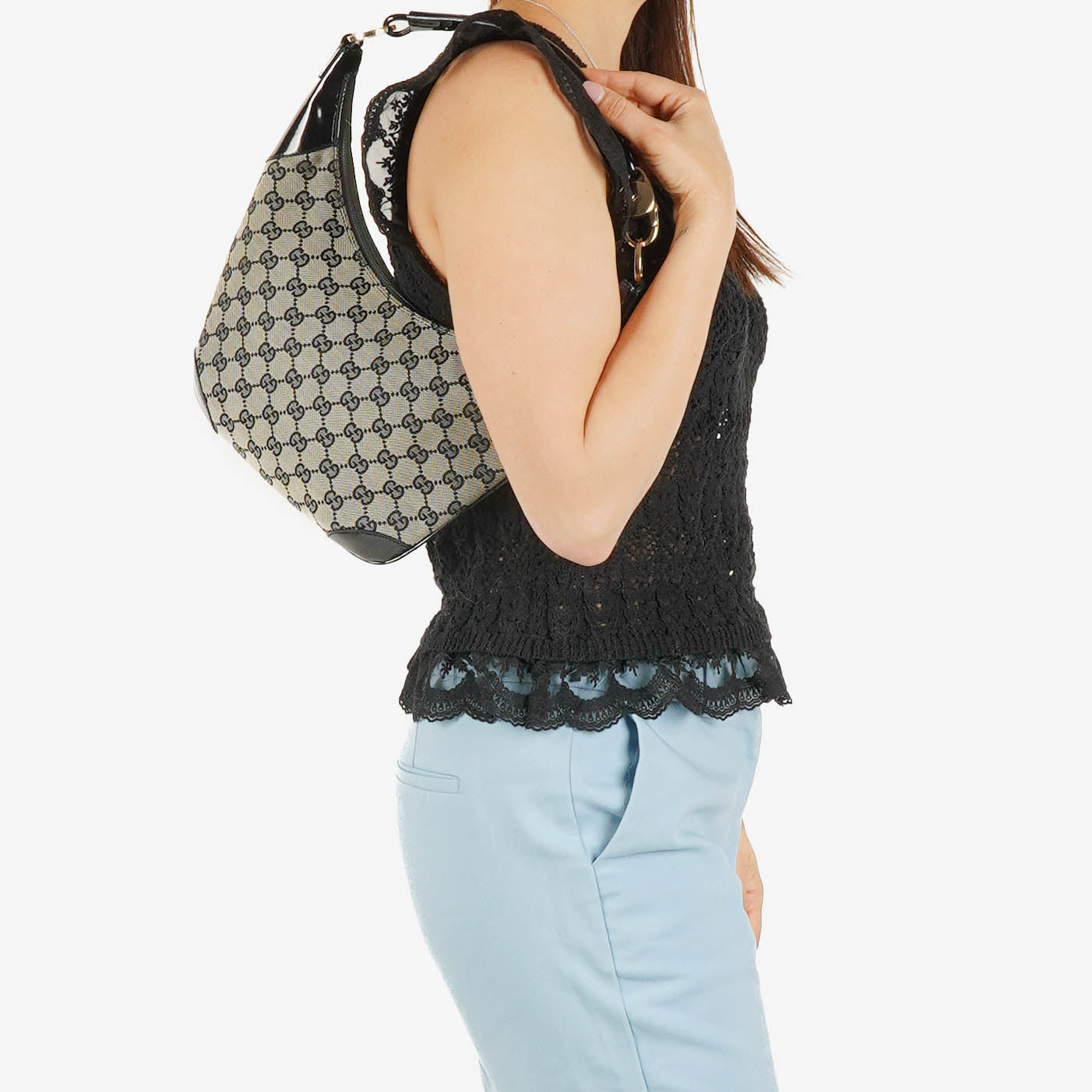 Gucci Handle Ring Black Hobo Bag