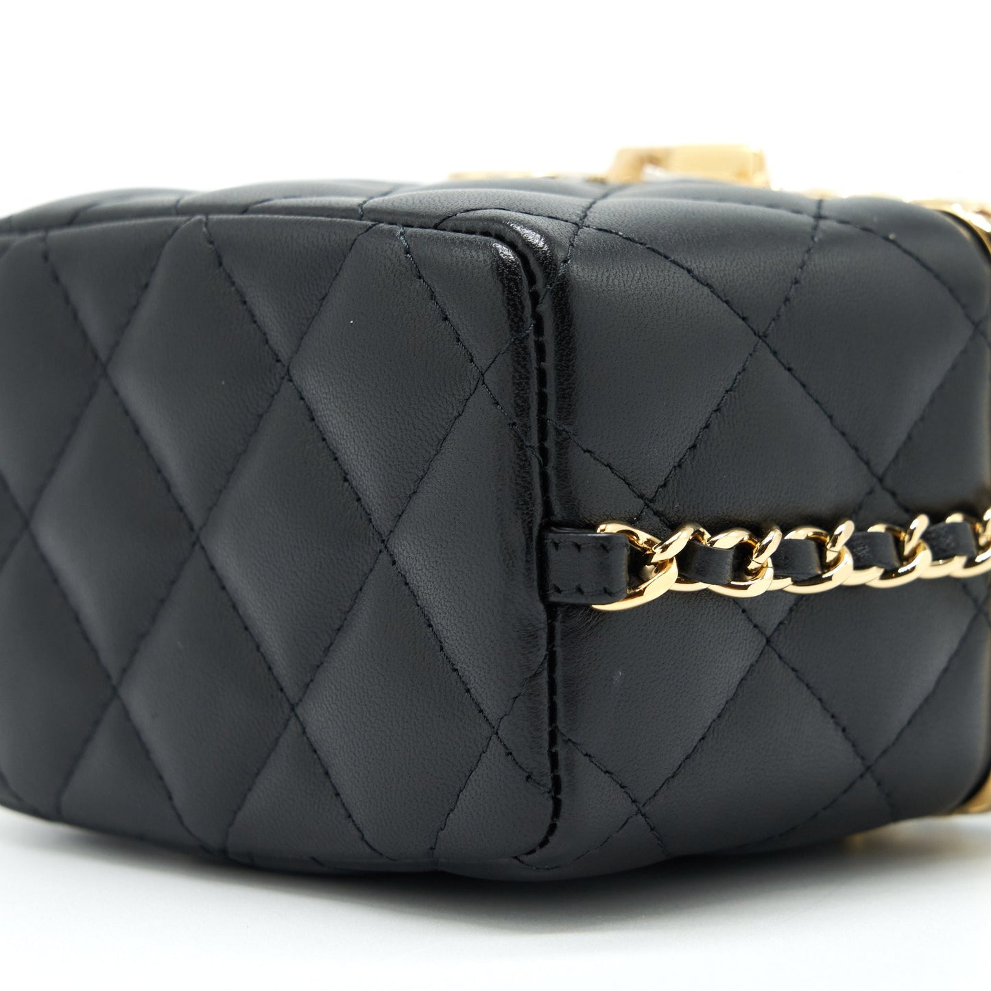Chanel Small Clip Flap Vanity With Chain Lambskin Black